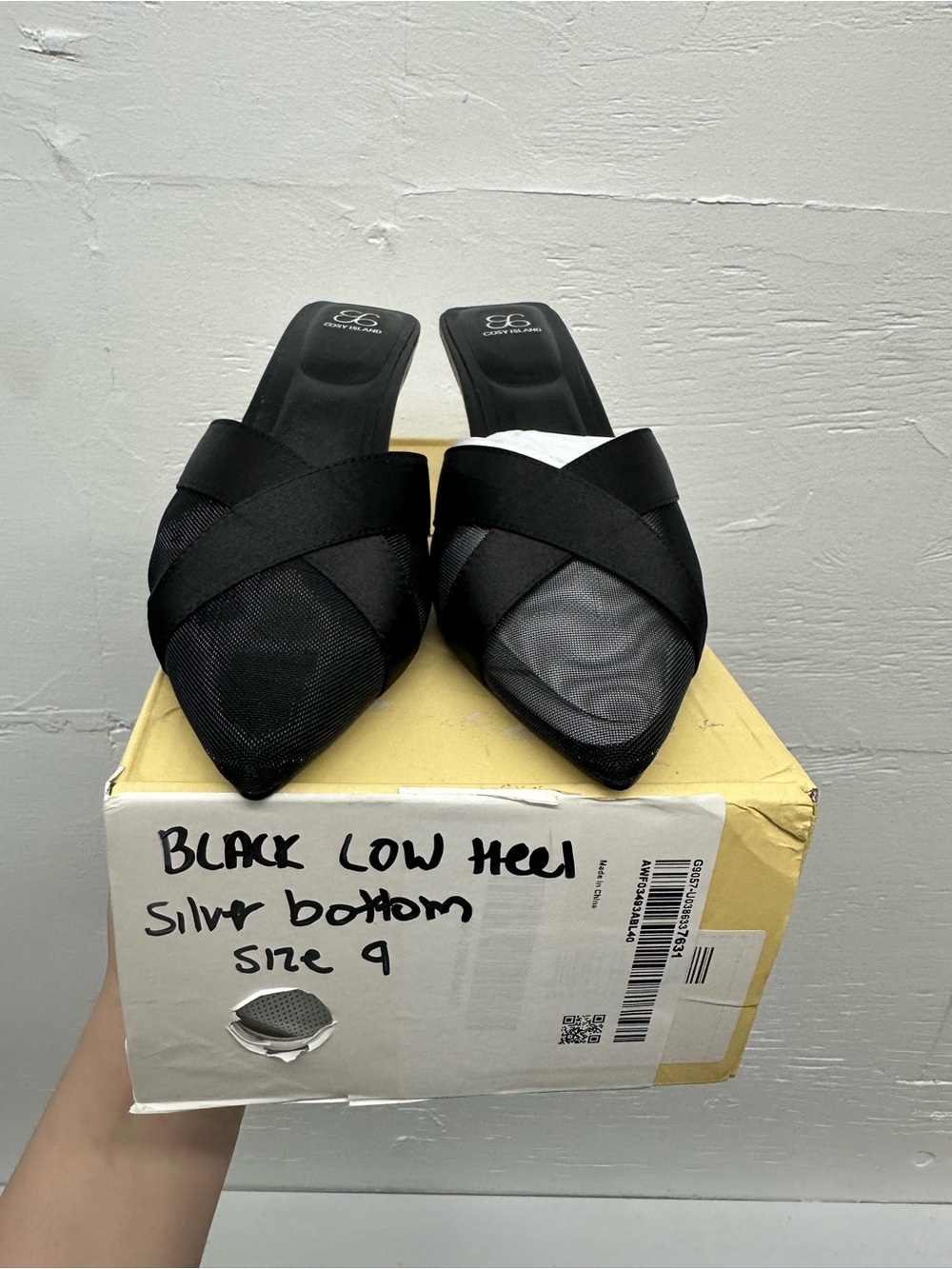 Cosy island black low open back heel